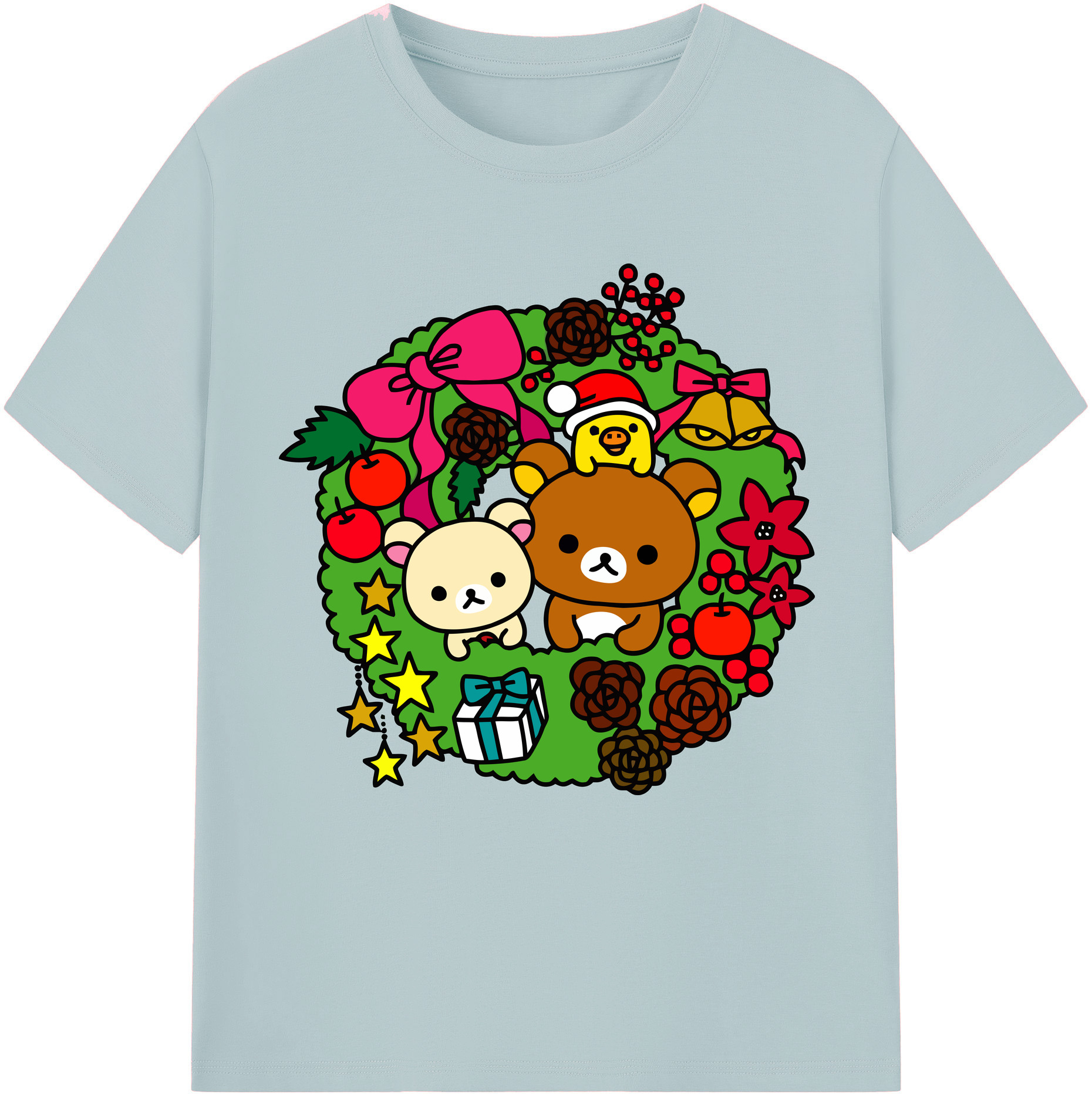 （画像用） リラックマ リラックマ キイロイトリ Rilakkuma Korilakkuma Kiiroitori 綿100％半袖Tシャツ（フロントプリント）